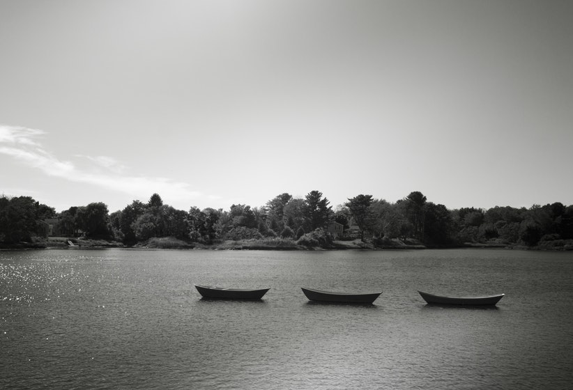 black-and-white-boats-lake-three